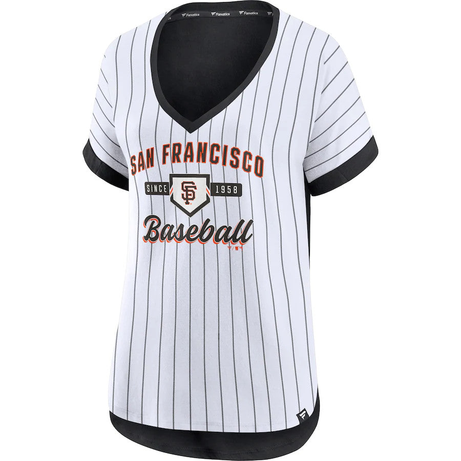 SAN FRANCISCO GIANTS WOMEN'S ICONIC BIBLEND NOISE PINSTRIPE T-SHIRT