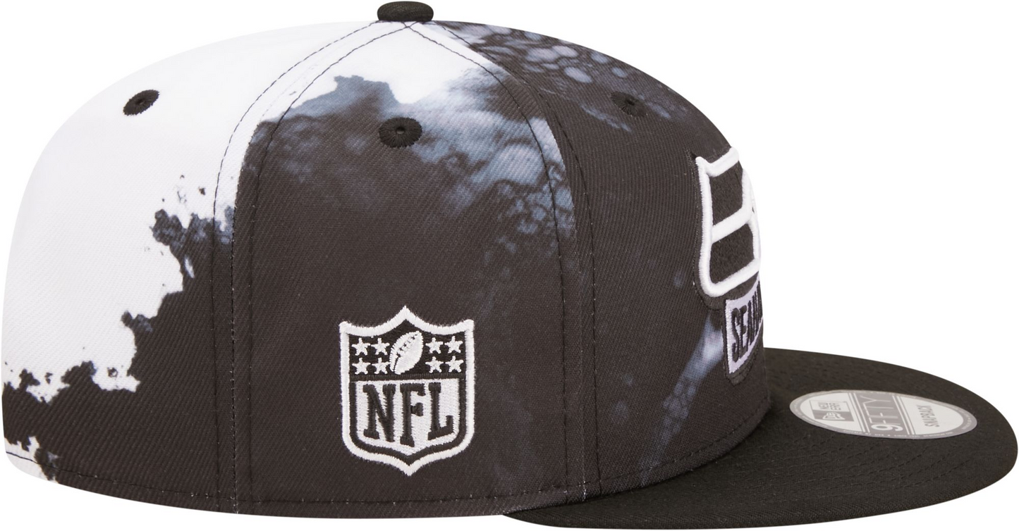 SEATTLE SEAHAWKS SIDELINE 9FIFTY SNAPBACK HAT - BLACK/ WHITE INK