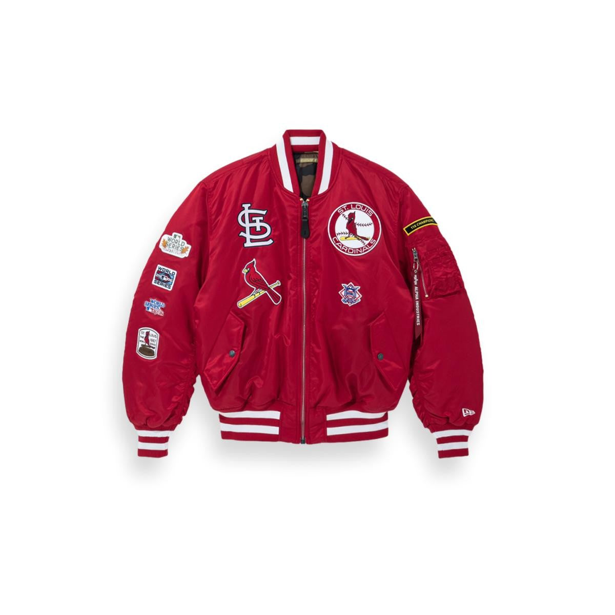 ST LOUIS CARDINALS MEN'S ALPHA INDUSTRIES REVERSIBLE BOMBER JACKET