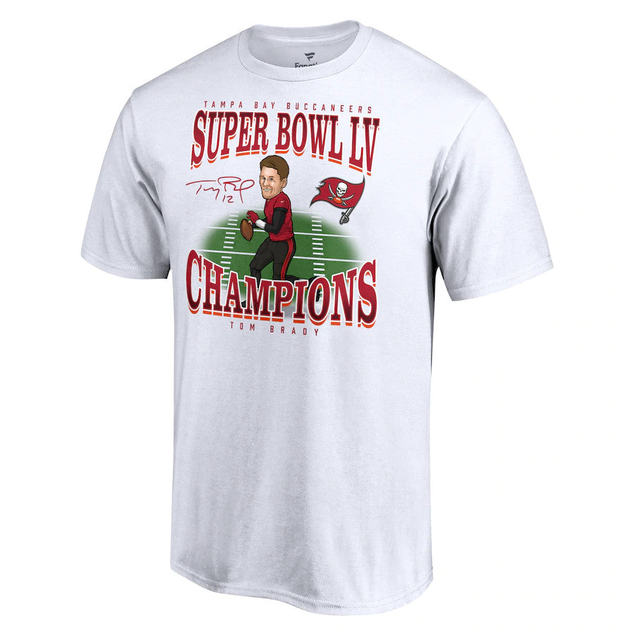 TOM BRADY MEN'S SUPER BOWL LV CHAMPS CARICATURE T-SHIRT