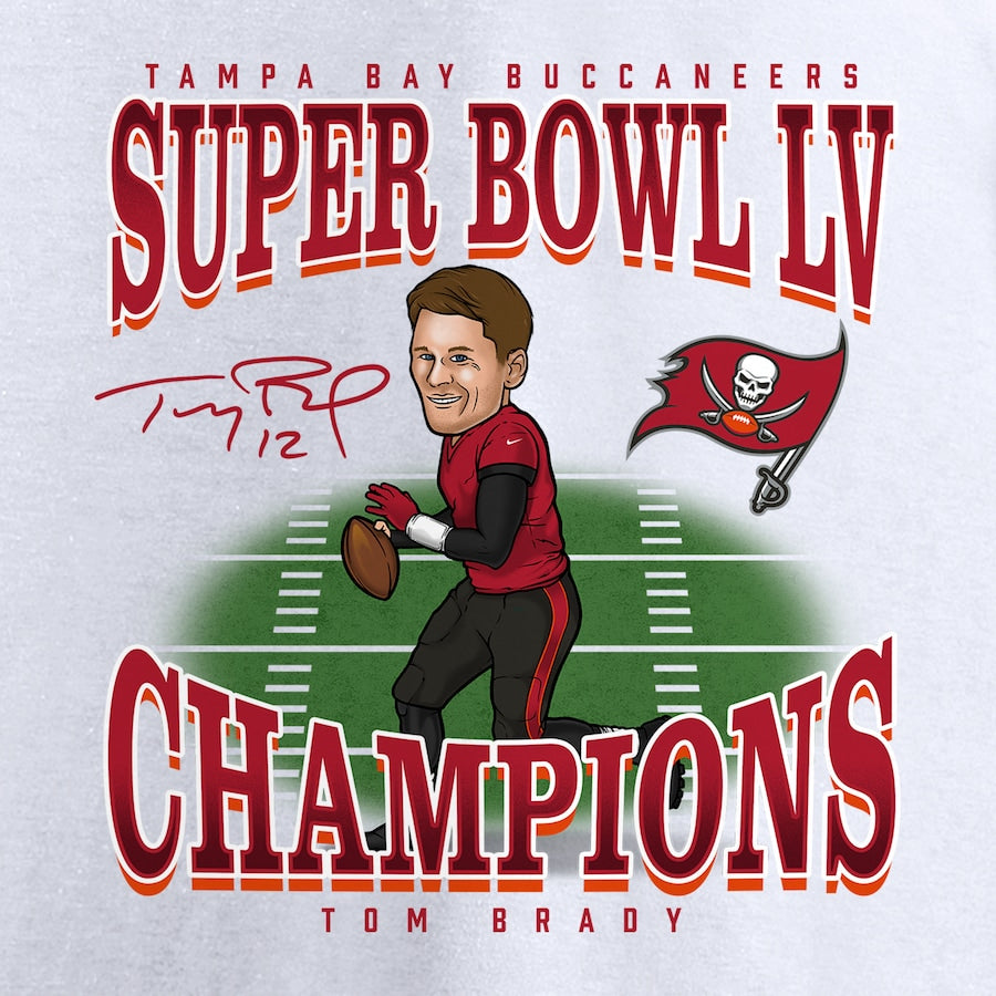 TOM BRADY MEN'S SUPER BOWL LV CHAMPS CARICATURE T-SHIRT