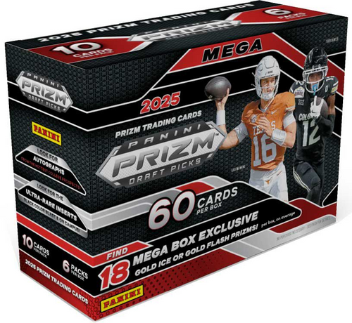2025 NCAA PANINI PRIZM DRAFT PICKS FOOTBALL TRADING CARD MEGA BOX