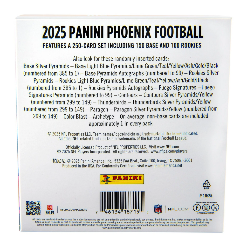 2025 NFL PANINI PHOENIX FOOTBALL TRADING CARD MEGA BOX