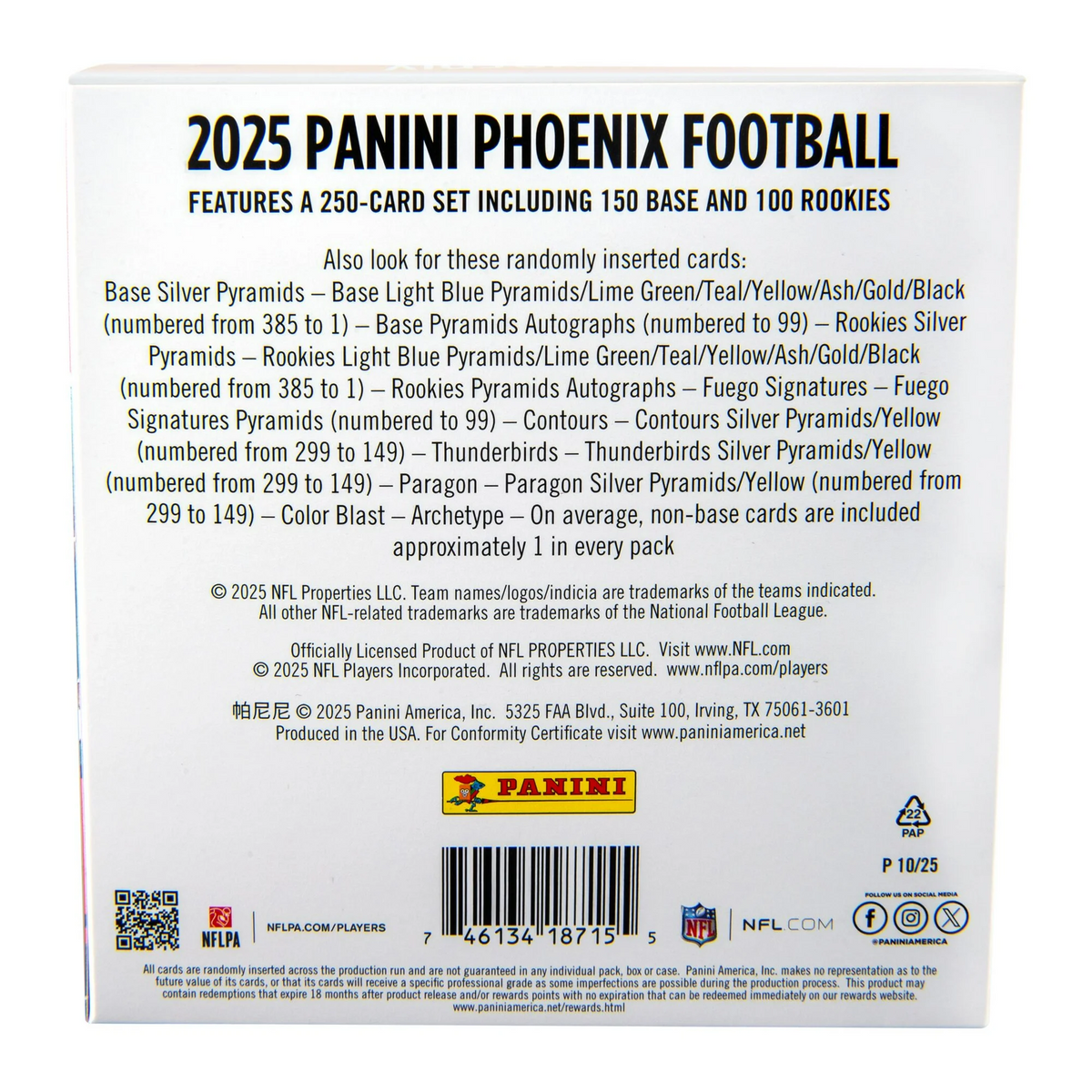 2025 NFL PANINI PHOENIX FOOTBALL TRADING CARD MEGA BOX