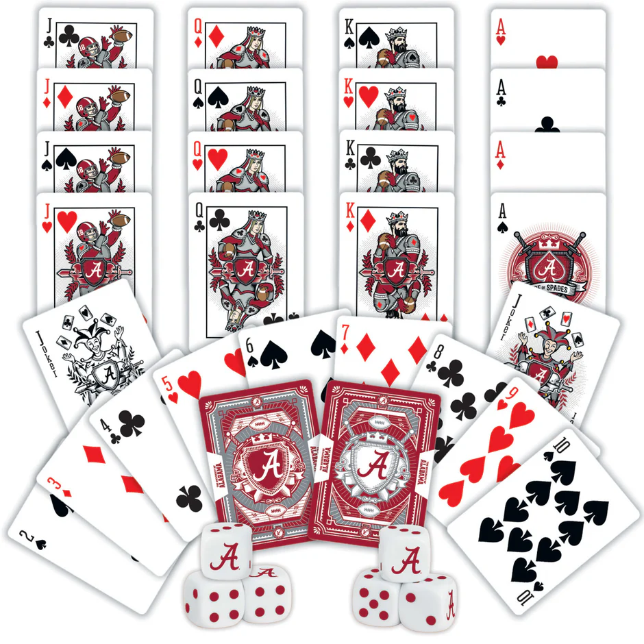 ALABAMA CRIMSON TIDE 2PK JUEGO DE CARTAS Y DADOS