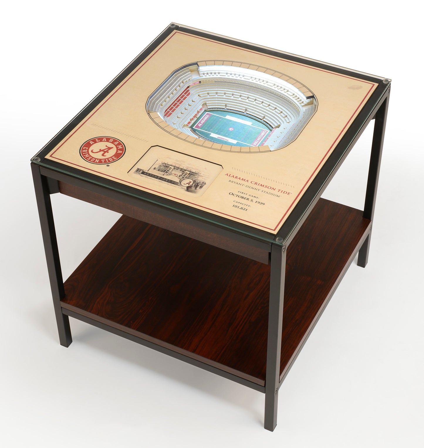 ALABAMA CRIMSON TIDE 25 LAYER 3D STADIUM LIGHTED END TABLE