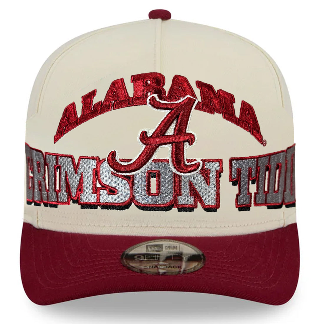 ALABAMA CRIMSON TIDE MARCH MADNESS 9FIFTY A-FRAME SNAPBACK HAT - CHROME WHITE/RED