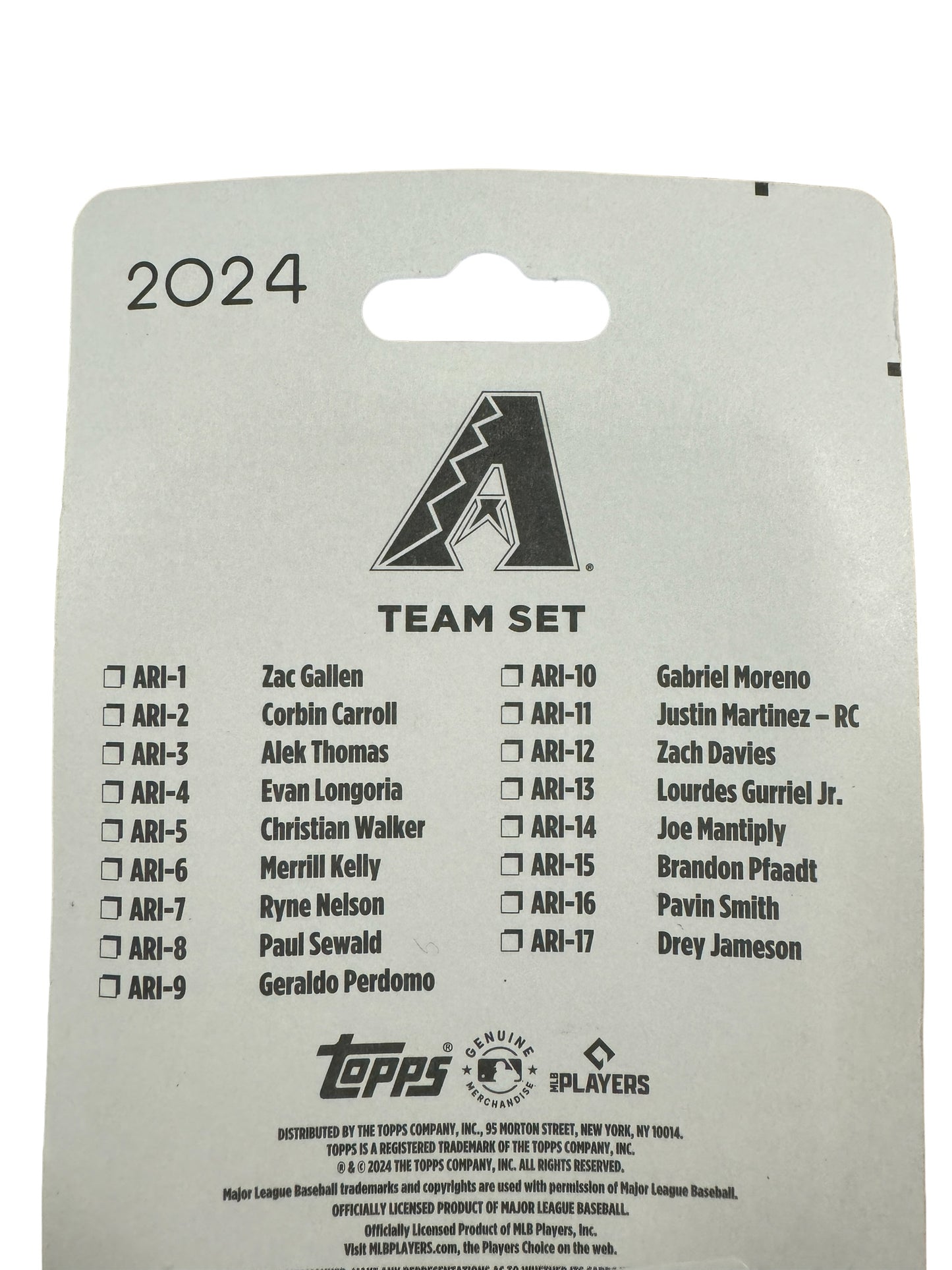 ARIZONA DIAMONDBACKS 2024 TOPPS TEAM SET