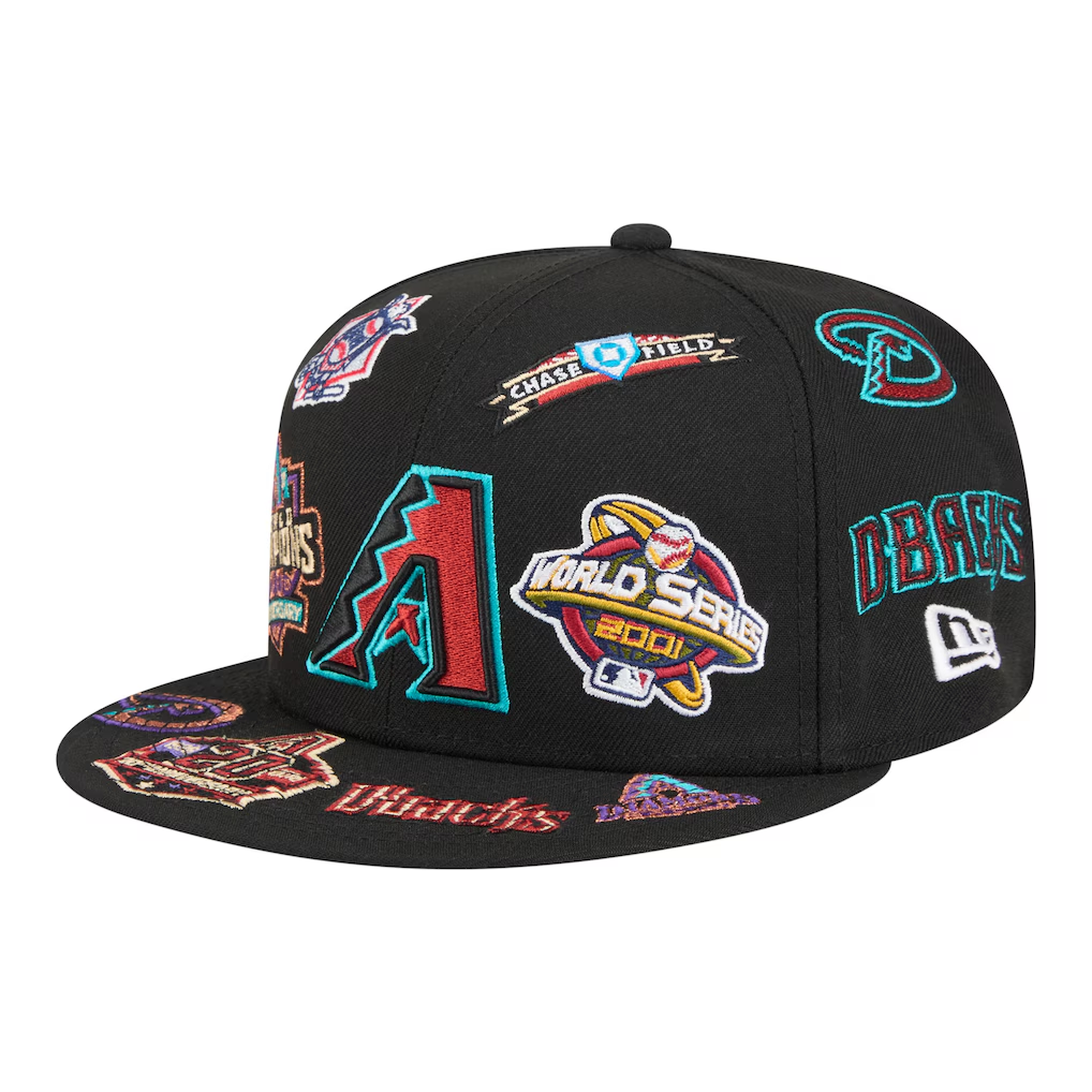 ARIZONA DIAMONDBACKS ALL OVER PATCH 9FIFTY SNAPBACK HAT - BLACK