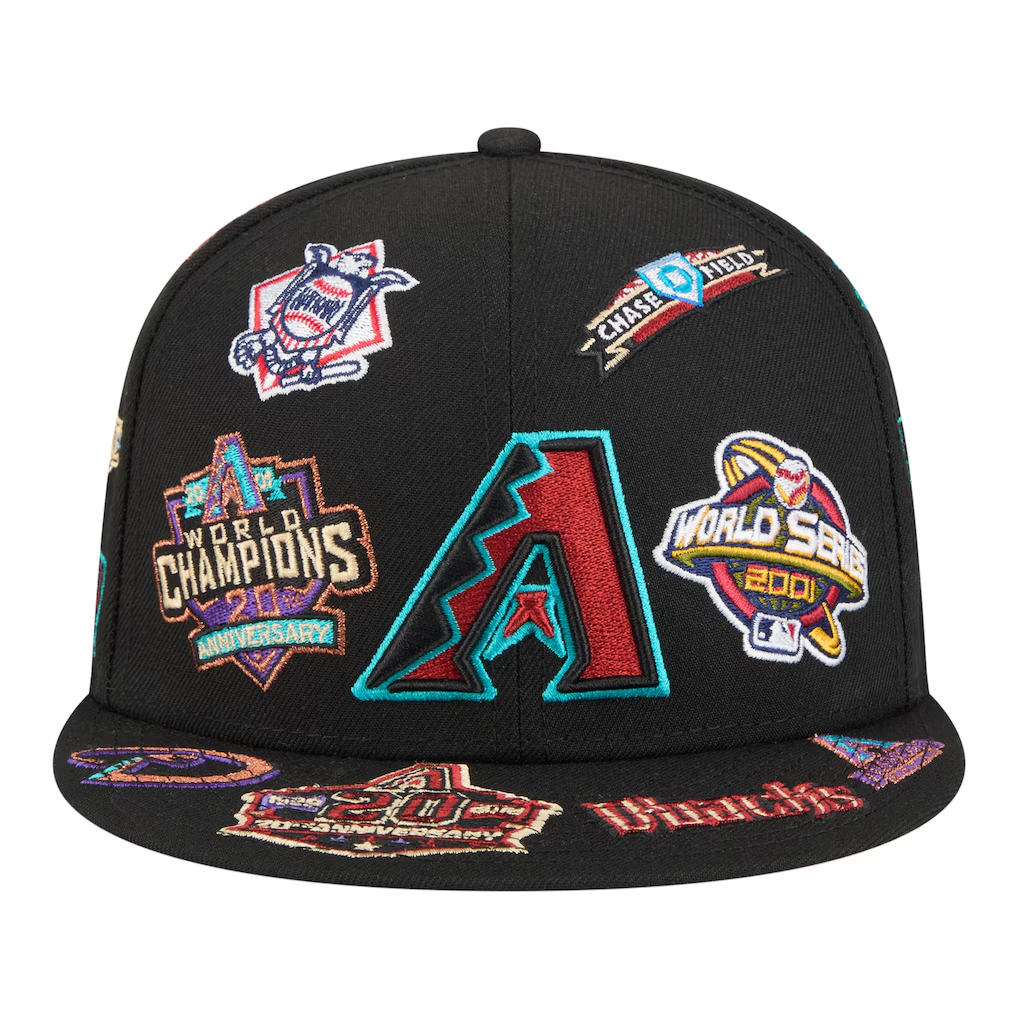 ARIZONA DIAMONDBACKS ALL OVER PATCH 9FIFTY SNAPBACK HAT - BLACK