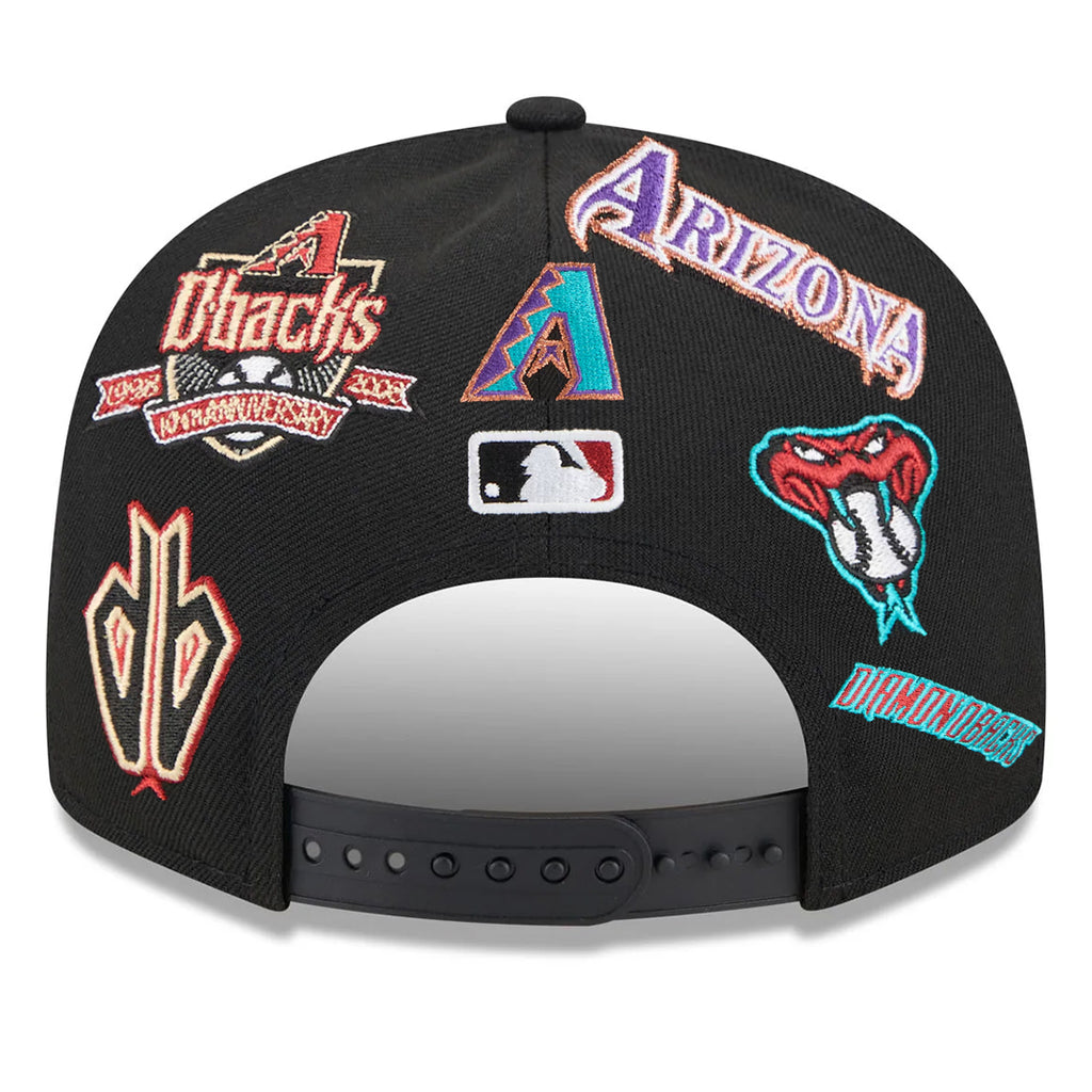 ARIZONA DIAMONDBACKS ALL OVER PATCH 9FIFTY SNAPBACK HAT - BLACK