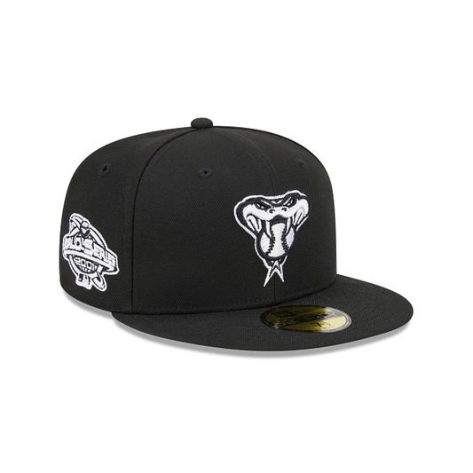 ARIZONA DIAMONDBACKS SIDEPATCH 2001 WORLD SERIES 59FIFTY FITTED HAT - BLACK/ WHITE