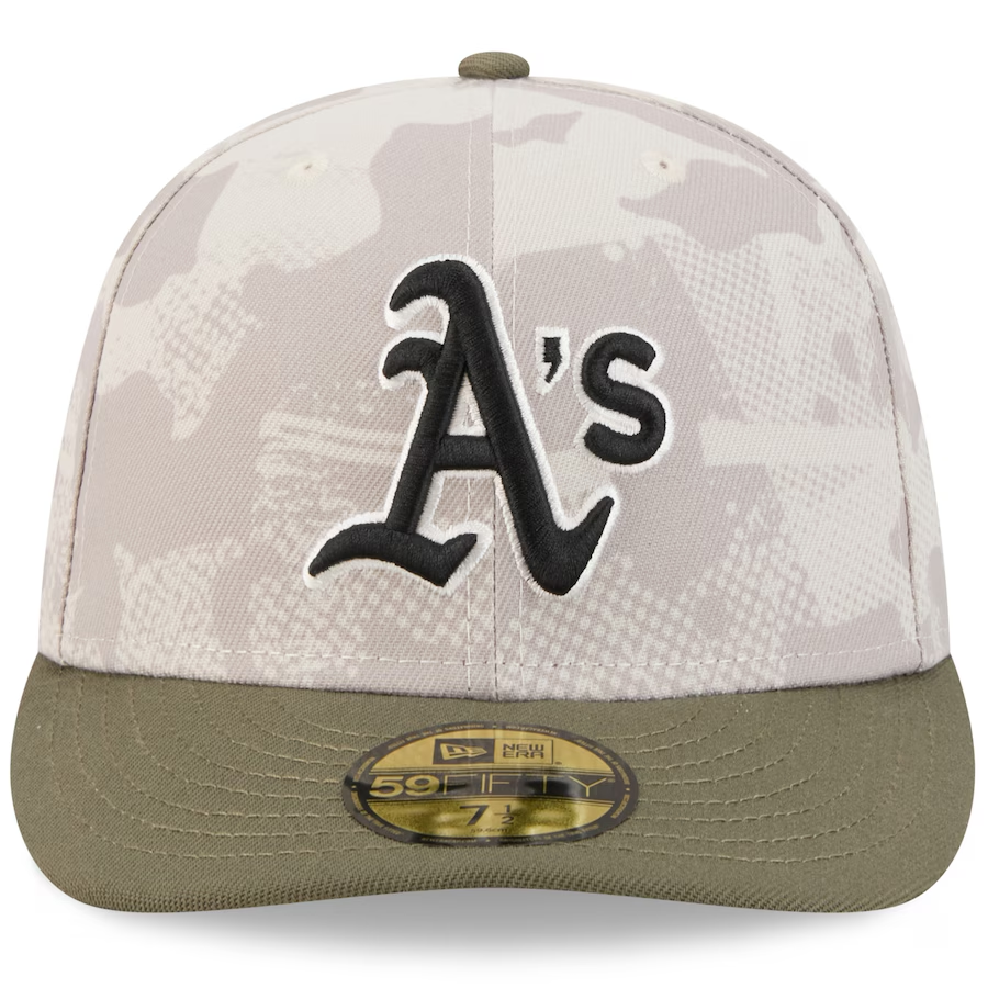 ATHLETICS 2025 MLB ARMED FORCES 59FIFTY FITTED HAT - STONE/OLIVE