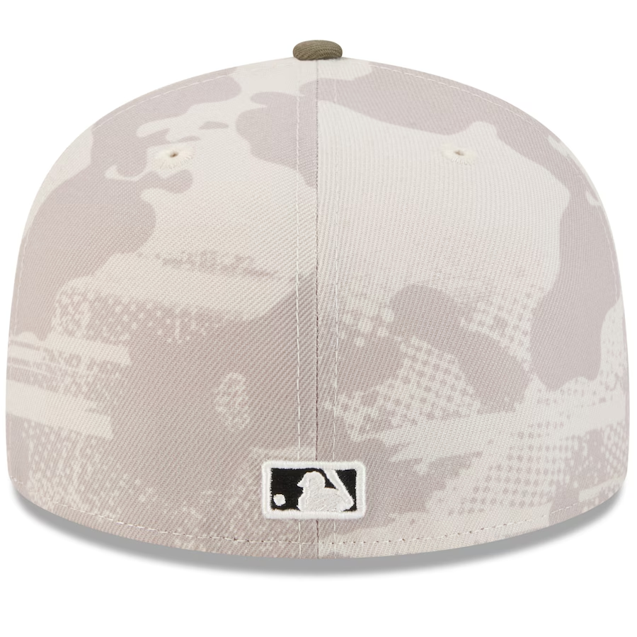 ATHLETICS 2025 MLB ARMED FORCES 59FIFTY FITTED HAT - STONE/OLIVE