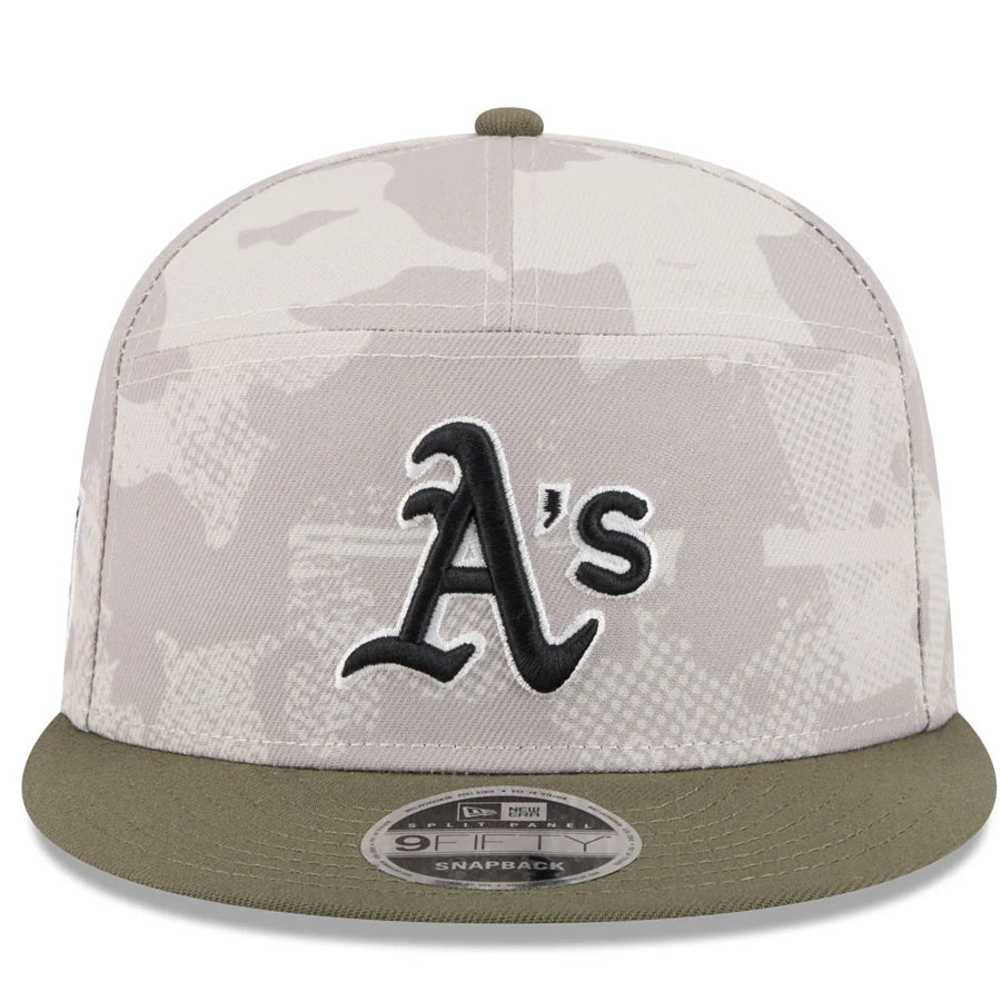 ATHLETICS 2025 MLB ARMED FORCES 9FIFTY SNAPBACK HAT - STONE/OLIVE