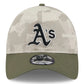 ATHLETICS 2025 MLB ARMED FORCES 9TWENTY ADJUSTABLE HAT - STONE/OLIVE