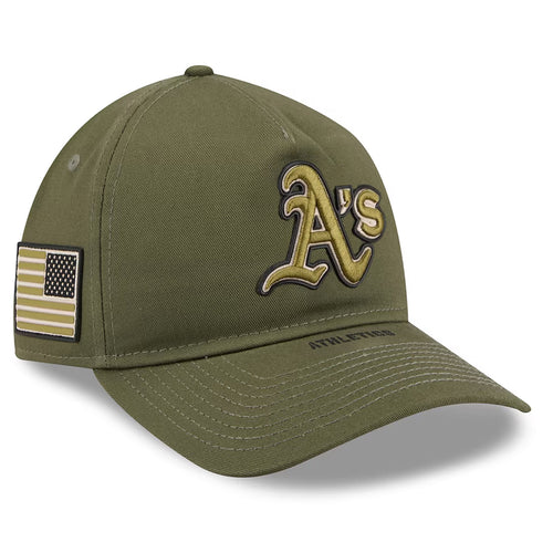 ATHLETICS 2026 MLB ARMED FORCES 9TWENTY A-FRAME ADJUSTABLE HAT - OLIVE