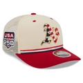 ATHLETICS 2026 MLB USA 250 4TH OF JULY 9SEVENTY ADJUSTABLE SNAPBACK TRUCKER HAT - CHROME WHITE/RED