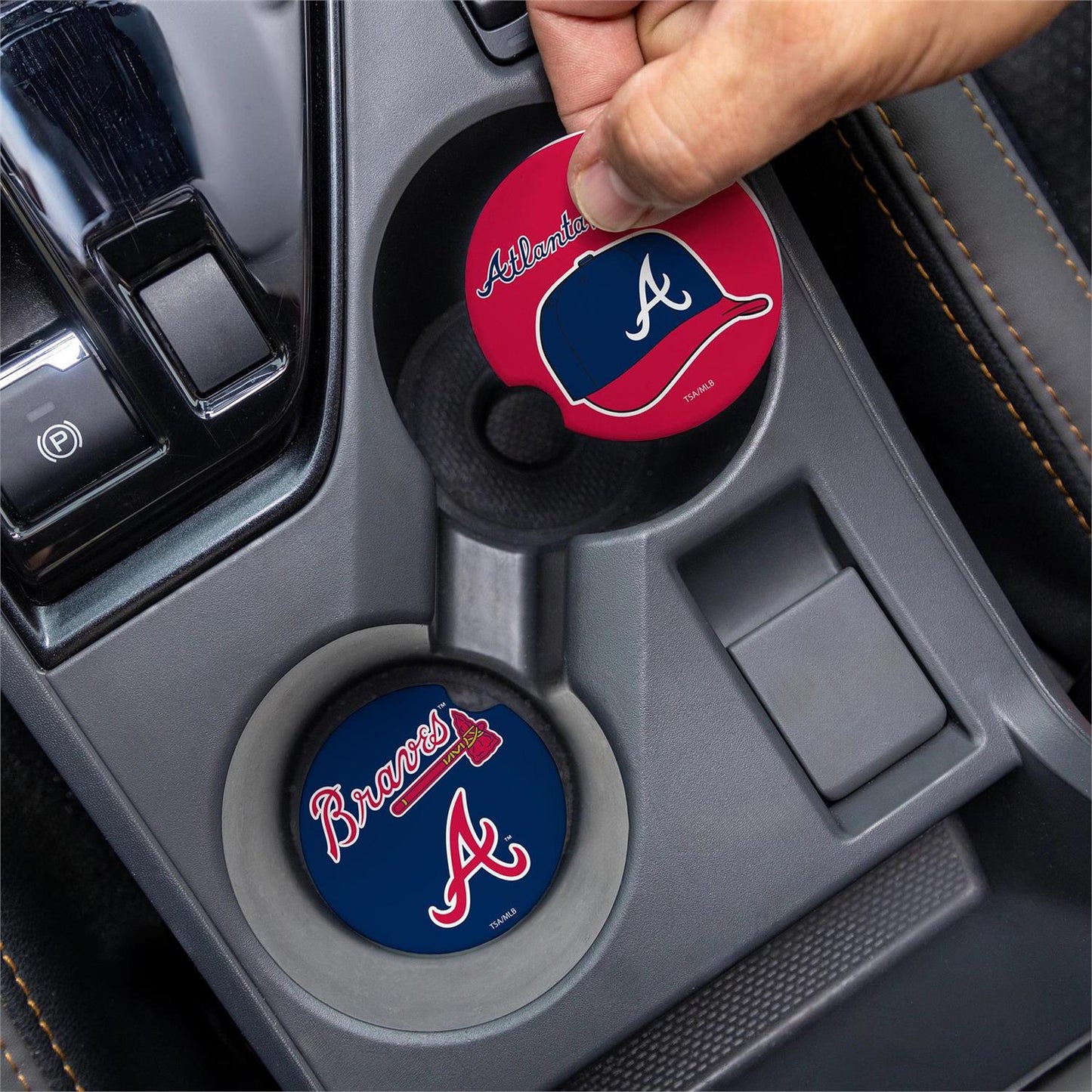 ATLANTA BRAVES 2-PIECE CAR COASTER SET