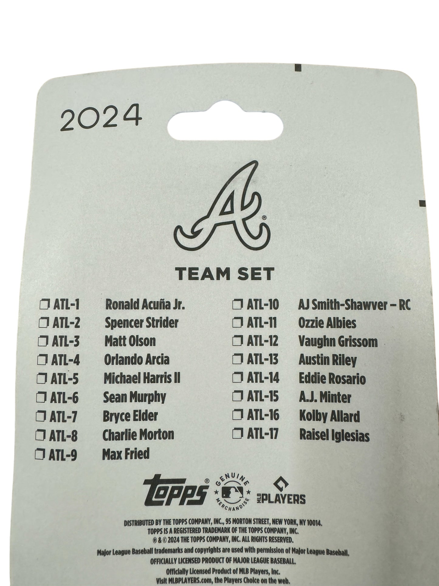 ATLANTA BRAVES 2024 TOPPS TEAM SET