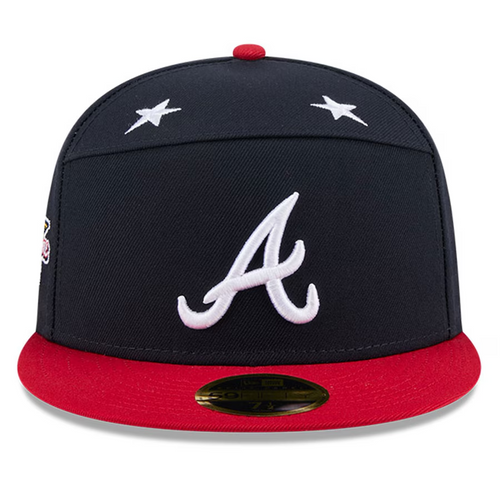 ATLANTA BRAVES 2025 MLB ALL-STAR GAME SPLIT PANEL 59FIFTY FITTED HAT - NAVY/RED