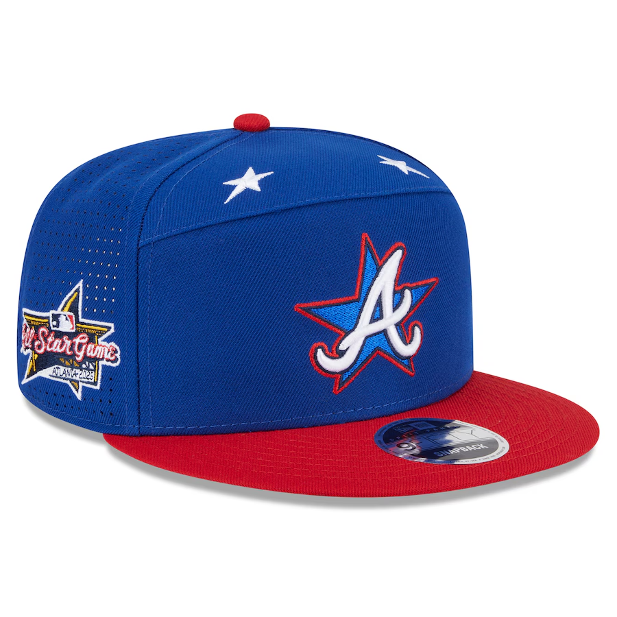 ATLANTA BRAVES 2025 MLB ALL-STAR GAME WORKOUT SPLIT PANEL 9FIFTY SNAPBACK HAT - BLUE/RED