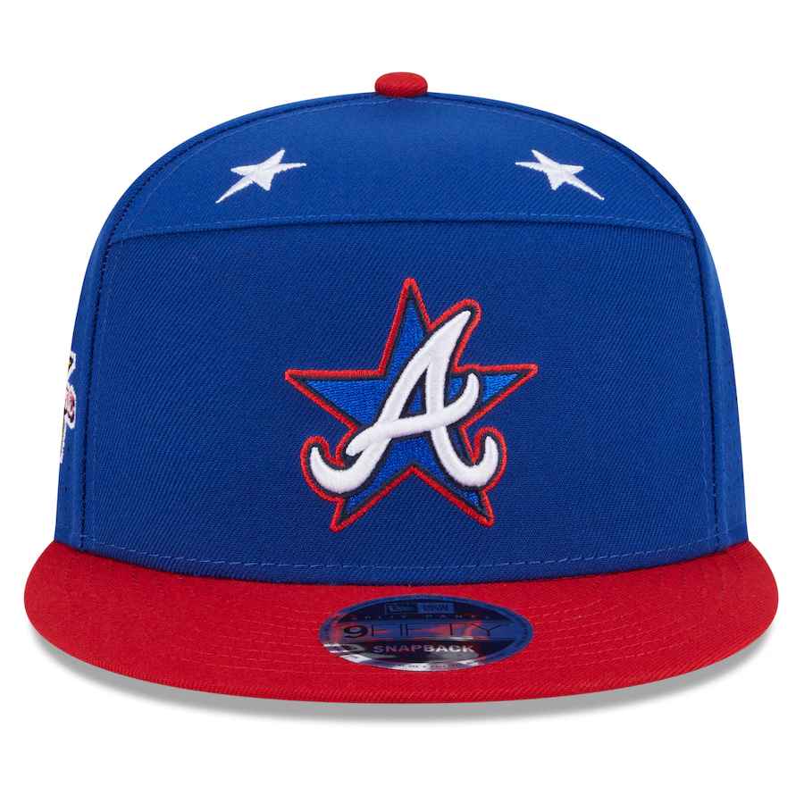 ATLANTA BRAVES 2025 MLB ALL-STAR GAME WORKOUT SPLIT PANEL 9FIFTY SNAPBACK HAT - BLUE/RED