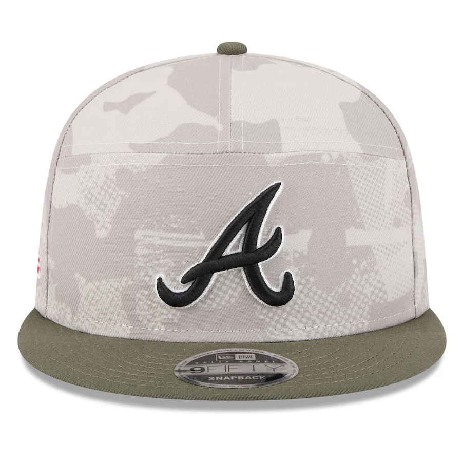 ATLANTA BRAVES 2025 MLB ARMED FORCES 9FIFTY SNAPBACK HAT - STONE/OLIVE