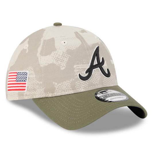 ATLANTA BRAVES 2025 MLB ARMED FORCES 9TWENTY ADJUSTABLE HAT - STONE/OLIVE