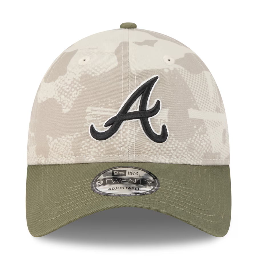 ATLANTA BRAVES 2025 MLB ARMED FORCES 9TWENTY ADJUSTABLE HAT - STONE/OLIVE