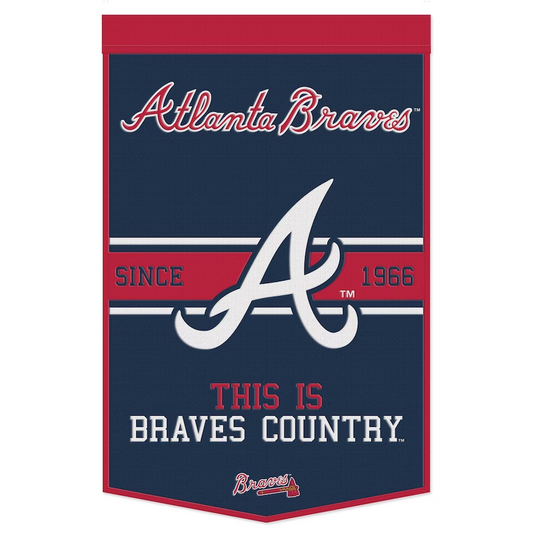 BANDERA DE LANA CON ESLOGAN DE 24" X 38" DE LOS BRAVES DE ATLANTA