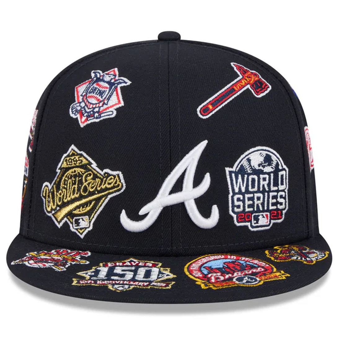 ATLANTA BRAVES ALL OVER PATCH 9FIFTY SNAPBACK HAT - NAVY