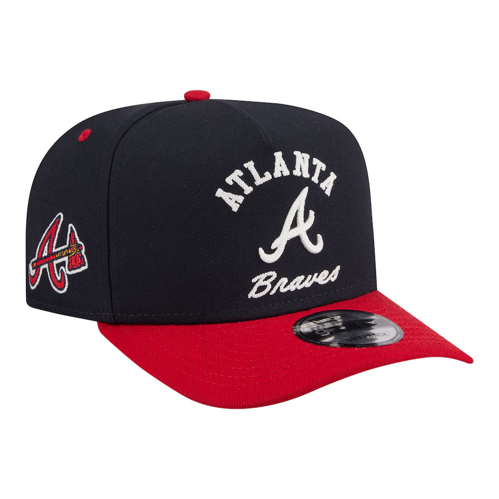 ATLANTA BRAVES ARCHED 9FIFTY A-FRAME SNAPBACK HAT - NAVY/RED