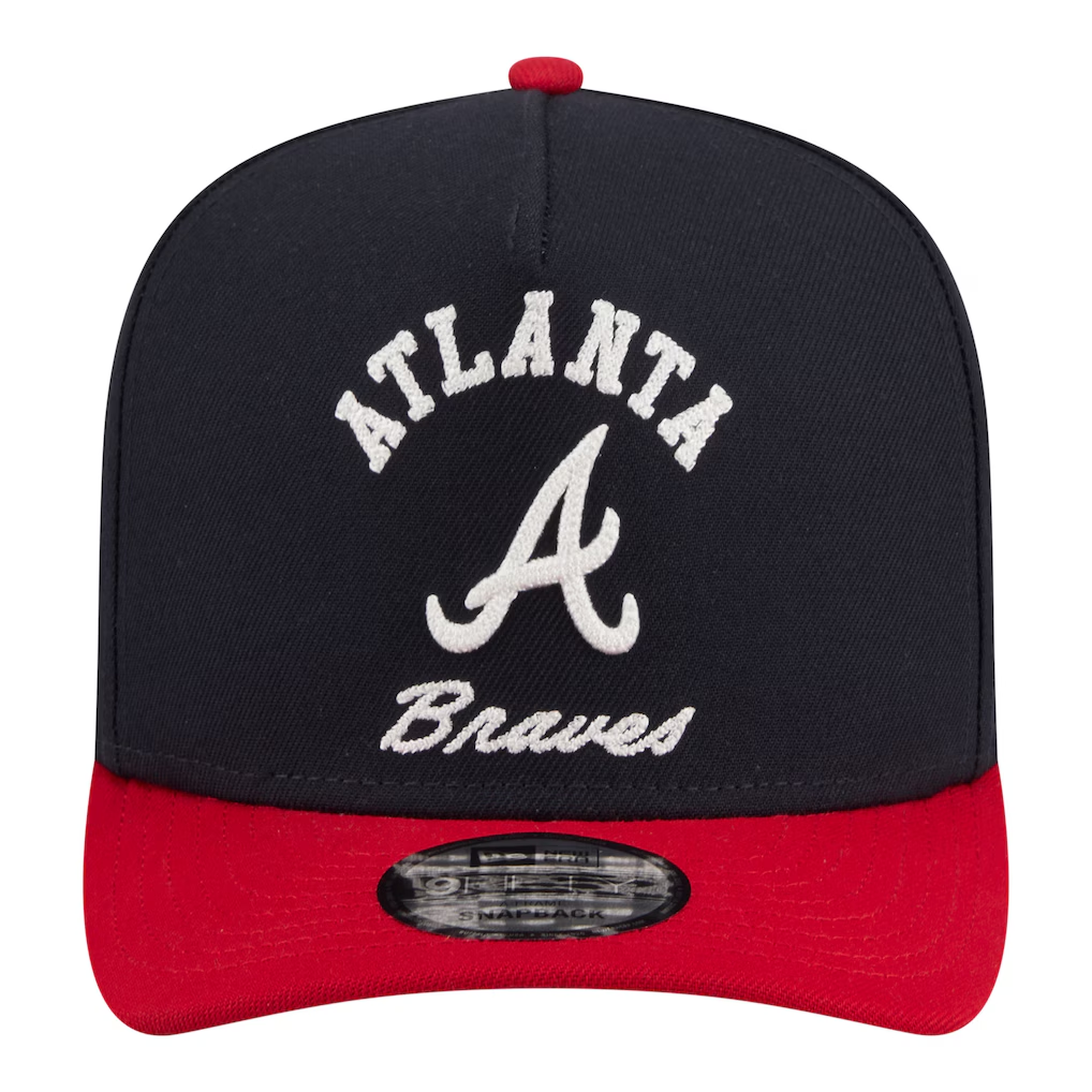 ATLANTA BRAVES ARCHED 9FIFTY A-FRAME SNAPBACK HAT - NAVY/RED