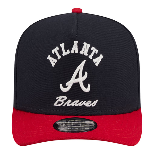 ATLANTA BRAVES ARCHED 9FIFTY A-FRAME SNAPBACK HAT - NAVY/RED