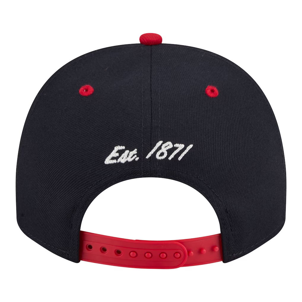 ATLANTA BRAVES ARCHED 9FIFTY A-FRAME SNAPBACK HAT - NAVY/RED