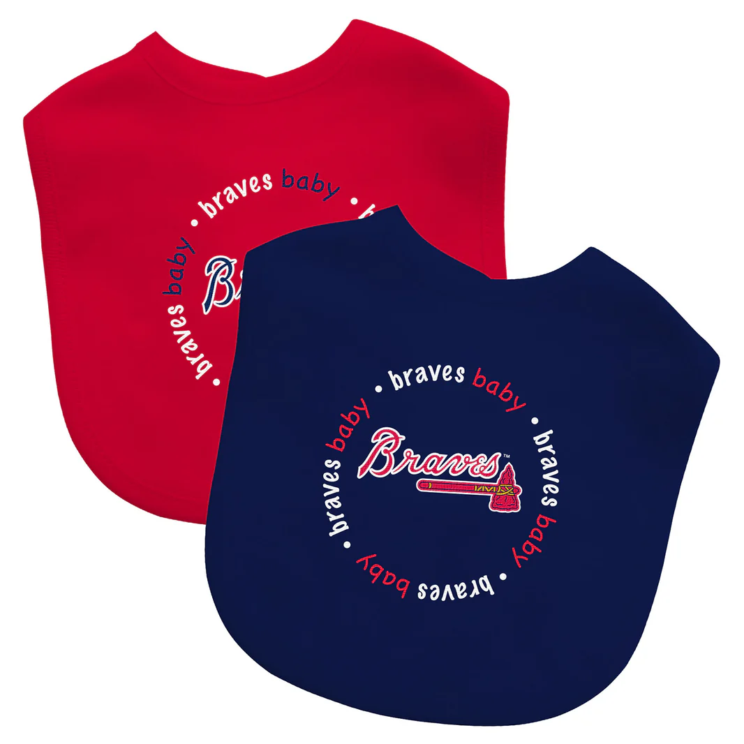 ATLANTA BRAVES BABY BIBS - 2 PACK - BLUE/RED