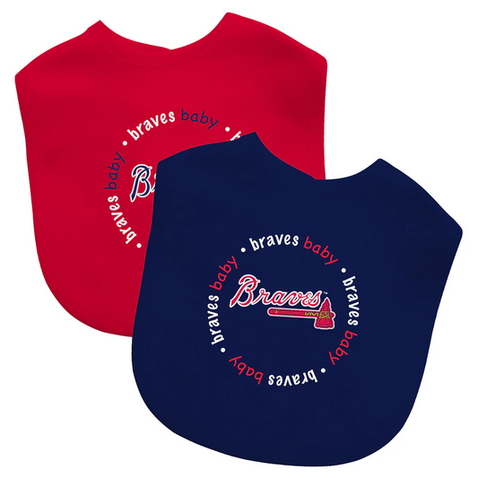 ATLANTA BRAVES BABY BIBS - 2 PACK - BLUE/RED