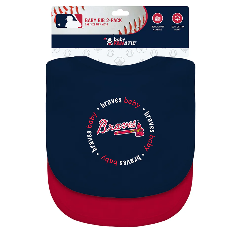 ATLANTA BRAVES BABY BIBS - 2 PACK - BLUE/RED