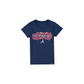 ATLANTA BRAVES GIRLS NEW ERA WAVY SEQUIN FLIP T-SHIRT - NAVY