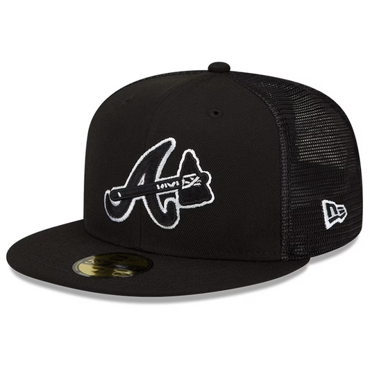 ATLANTA BRAVES HOMBRE 2023 PRÁCTICA DE BATEO 59FIFTY SOMBRERO AJUSTADO-NEGRO/BLANCO