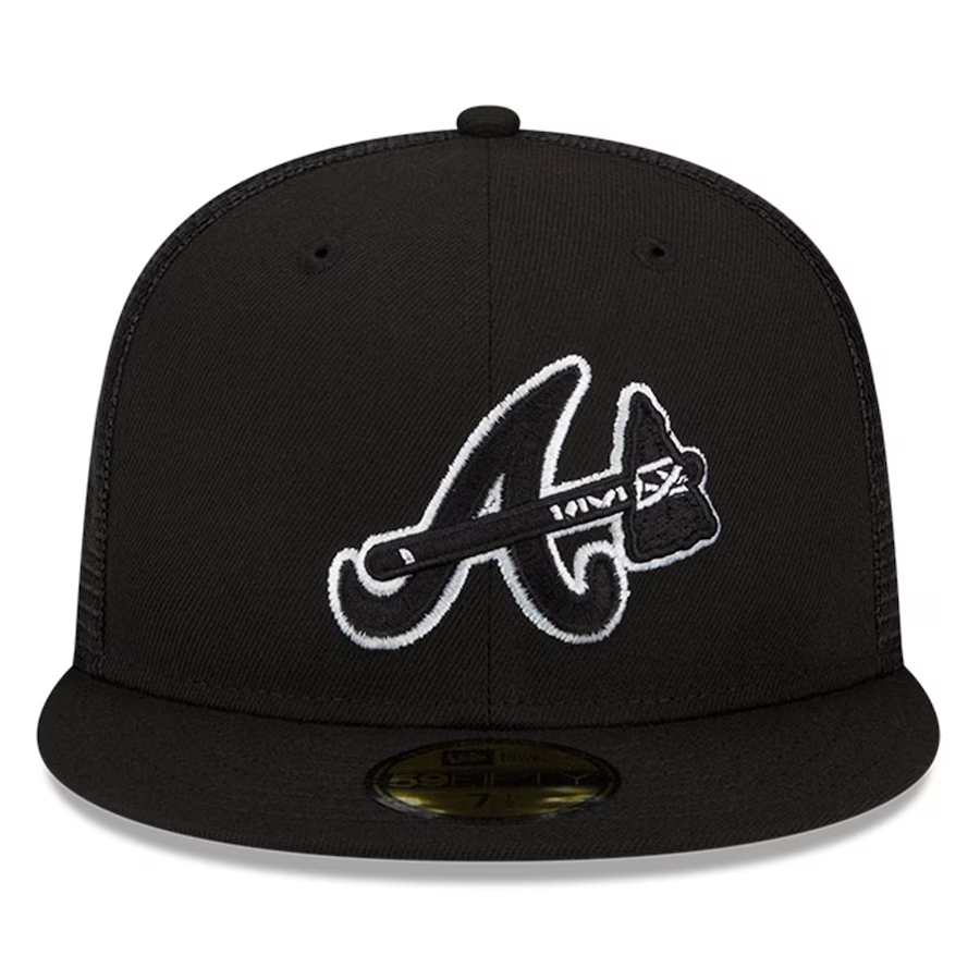 Black braves fitted hat Clearance