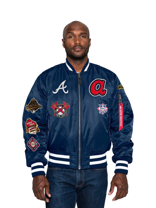 ATLANTA BRAVES MEN'S ALPHA INDUSTRIES REVERSIBLE BOMBER JACKET
