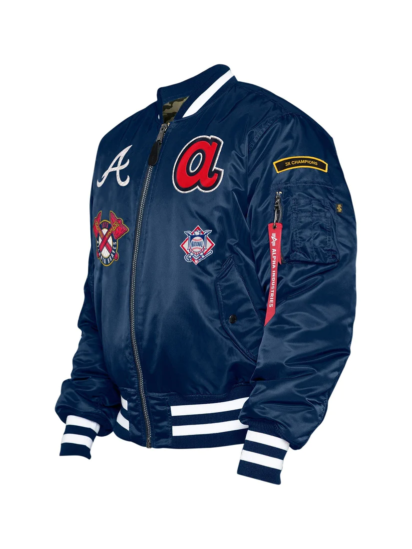 ATLANTA BRAVES MEN'S ALPHA INDUSTRIES REVERSIBLE BOMBER JACKET