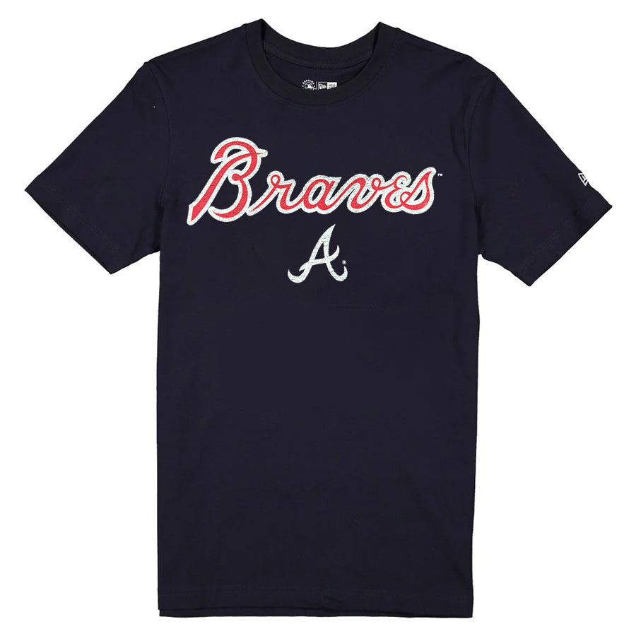 ATLANTA BRAVES MEN'S NEW ERA EVERGREEN BASIC T-SHIRT - NAVY