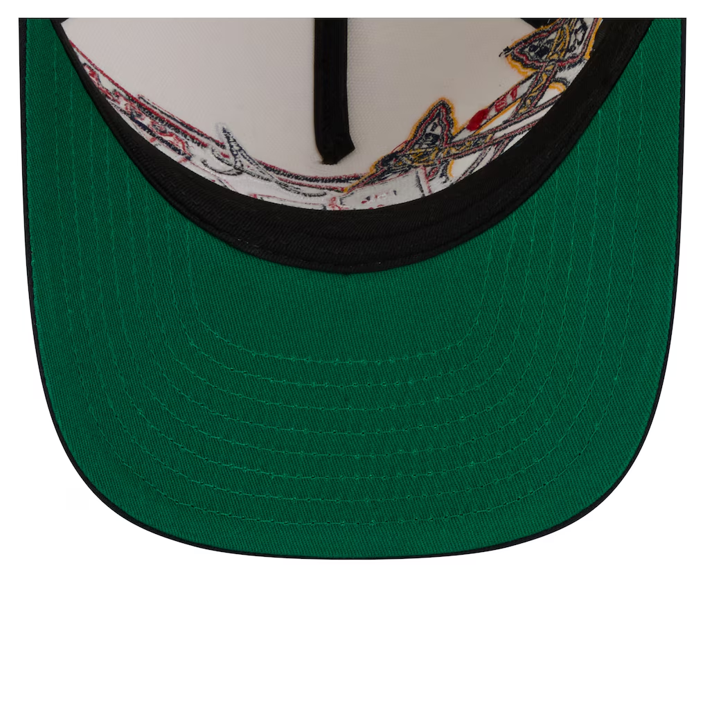 ATLANTA BRAVES NEW ERA CLASSIC 9FIFTY A-FRAME SNAPBACK HAT - CHROME WHITE/NAVY