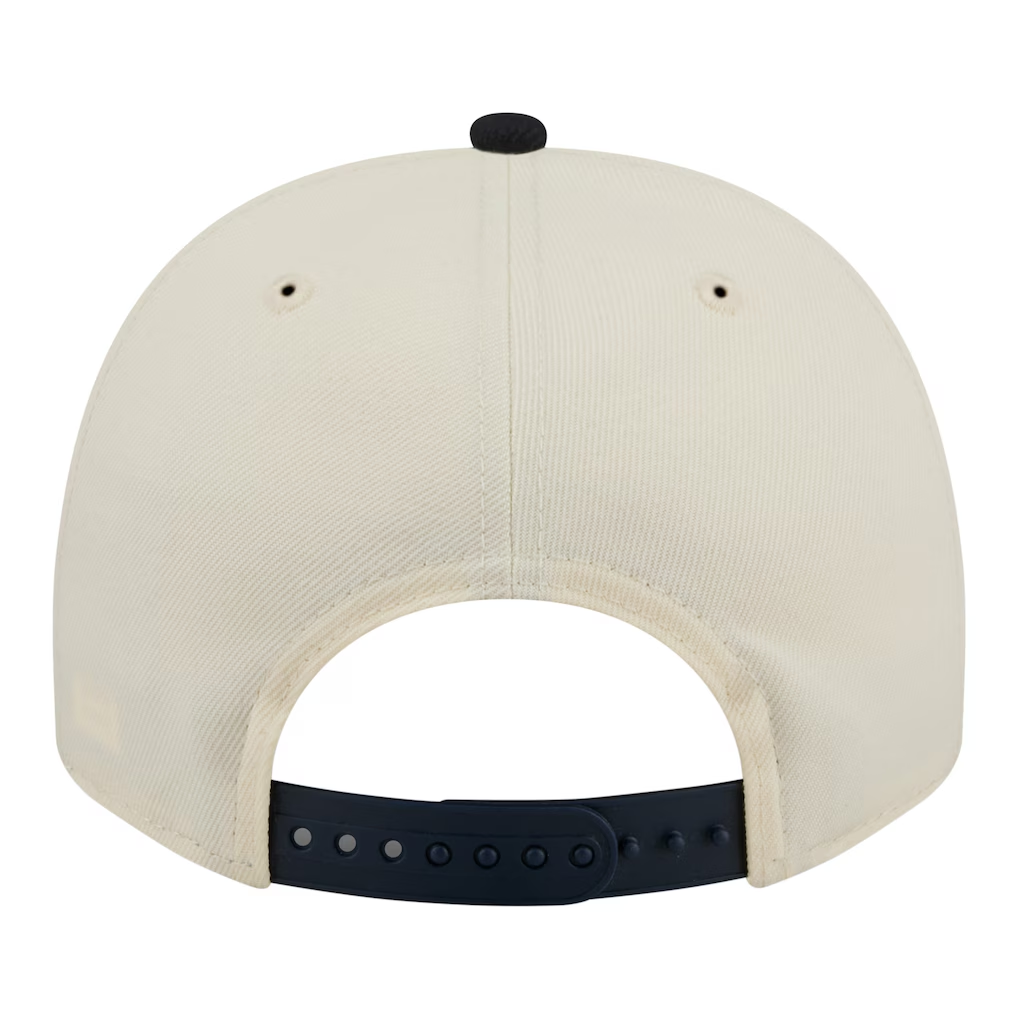 ATLANTA BRAVES NEW ERA TRI-HIT 9FIFTY A-FRAME SNAPBACK HAT - CHROME WHITE/NAVY