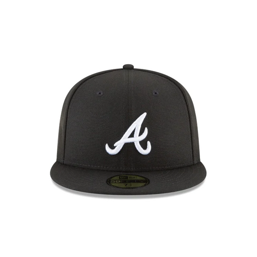 GORRA AJUSTADA 59FIFTY DE LA SERIE MUNDIAL 2021 CON PARCHE LATERAL DE LOS BRAVES DE ATLANTA - NEGRO/BLANCO