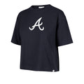ATLANTA BRAVES WOMEN'S '47 BRAND BACK OUT CITY CROP T-SHIRT - NAVY