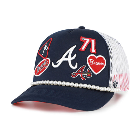 ATLANTA BRAVES WOMEN'S '47 BRAND OUTSPOKEN HITCH ADJUSTABLE HAT - WHITE